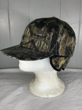 Vintage Mossy Oak Treestand Insulated Medium Hat Camo Ear flaps Md USA